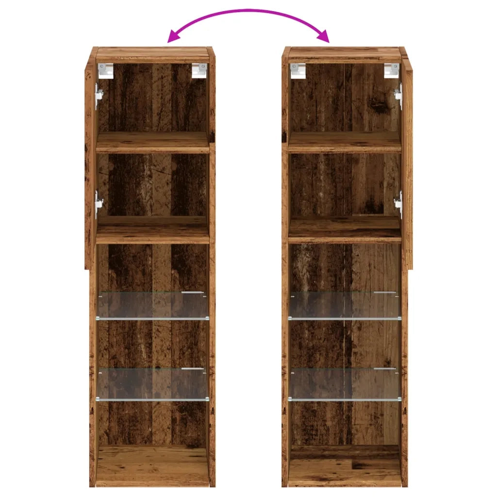 Mobile TV | Armadietto TV | Mobile Porta TV con Luci LED Legno Antico 30,5x30x102 cm