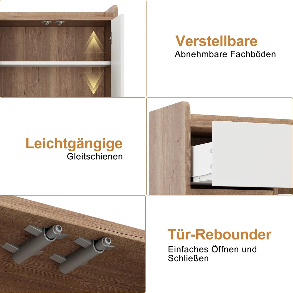 Scarpiera con 4 ante e cassetto ripiano regolabile in pannello truciolare bianco naturale 120 × 35 × 99 cm
