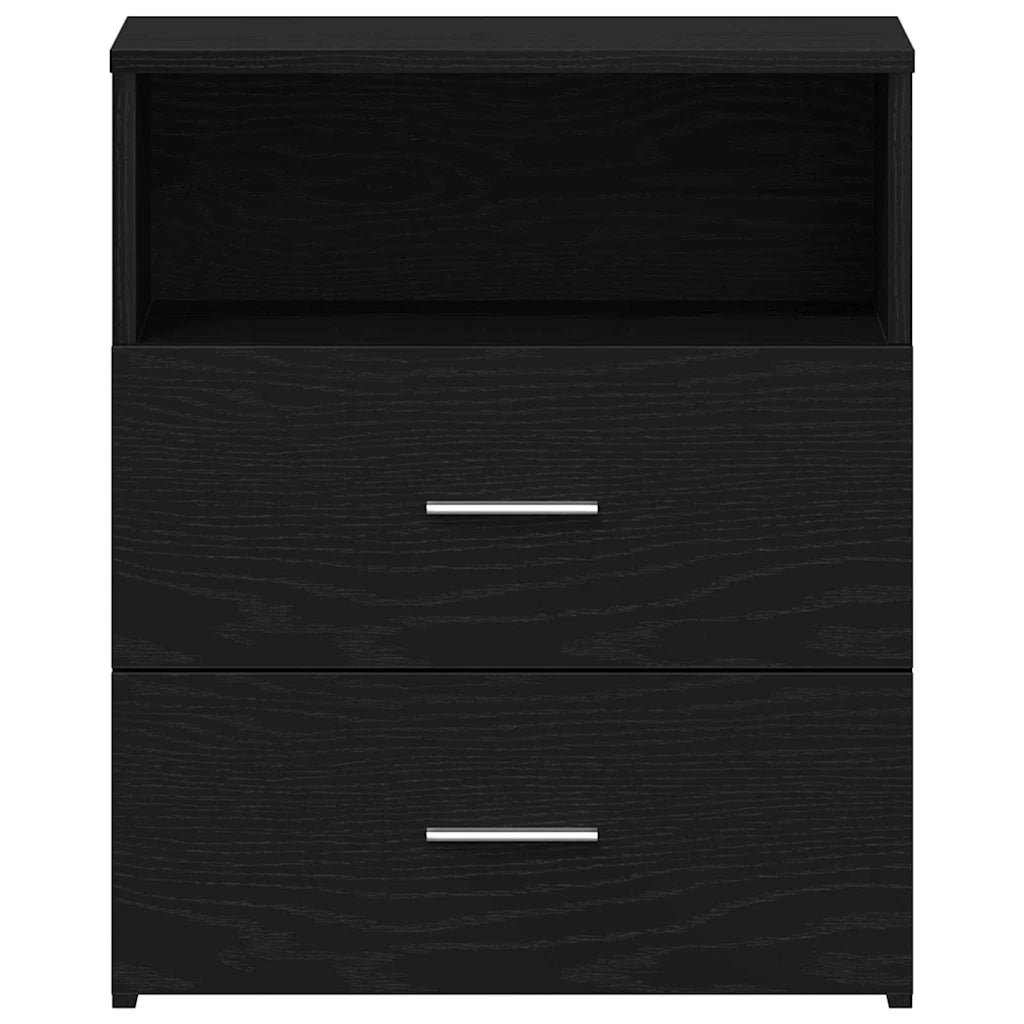Comodino 2 pz-Set di 2 Tavolino da notte Rovere Nero 50 x 32 x 60cm Legno multistrato