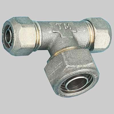 RACCORDO A TEE DOPPIO RIDOTTO PER TUBO COBRAPEX  22 x 15 x 22     TIEMME