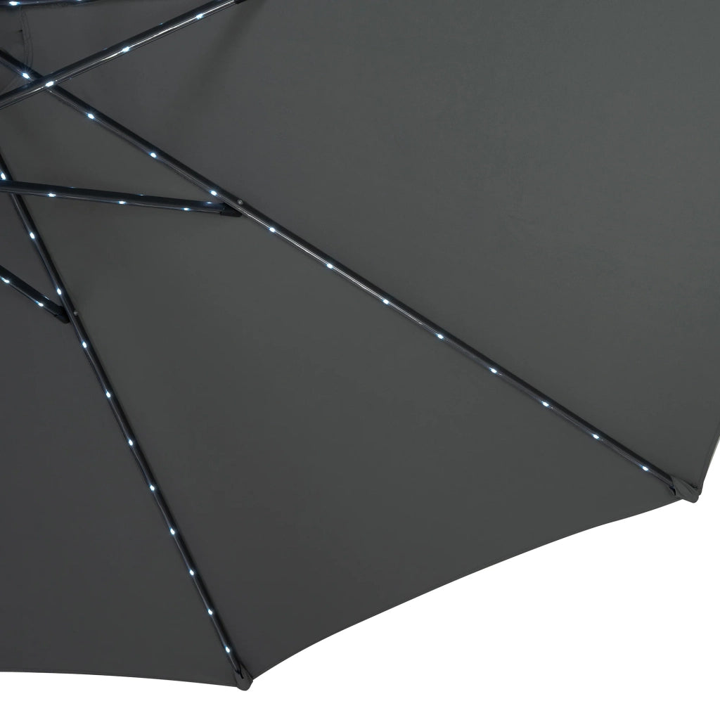 Ombrellone LED Inclinabile 2,7m Grigio da Giardino con Luci Solari