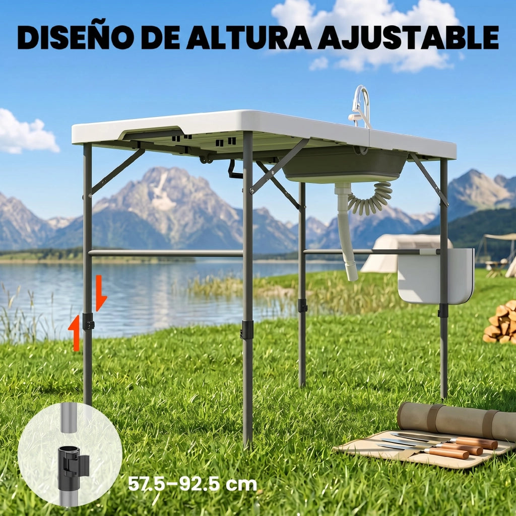 Tavolo da Pesca Pieghevole Regolabile ¨C Zephmum ¨C Grigio 120x60x90