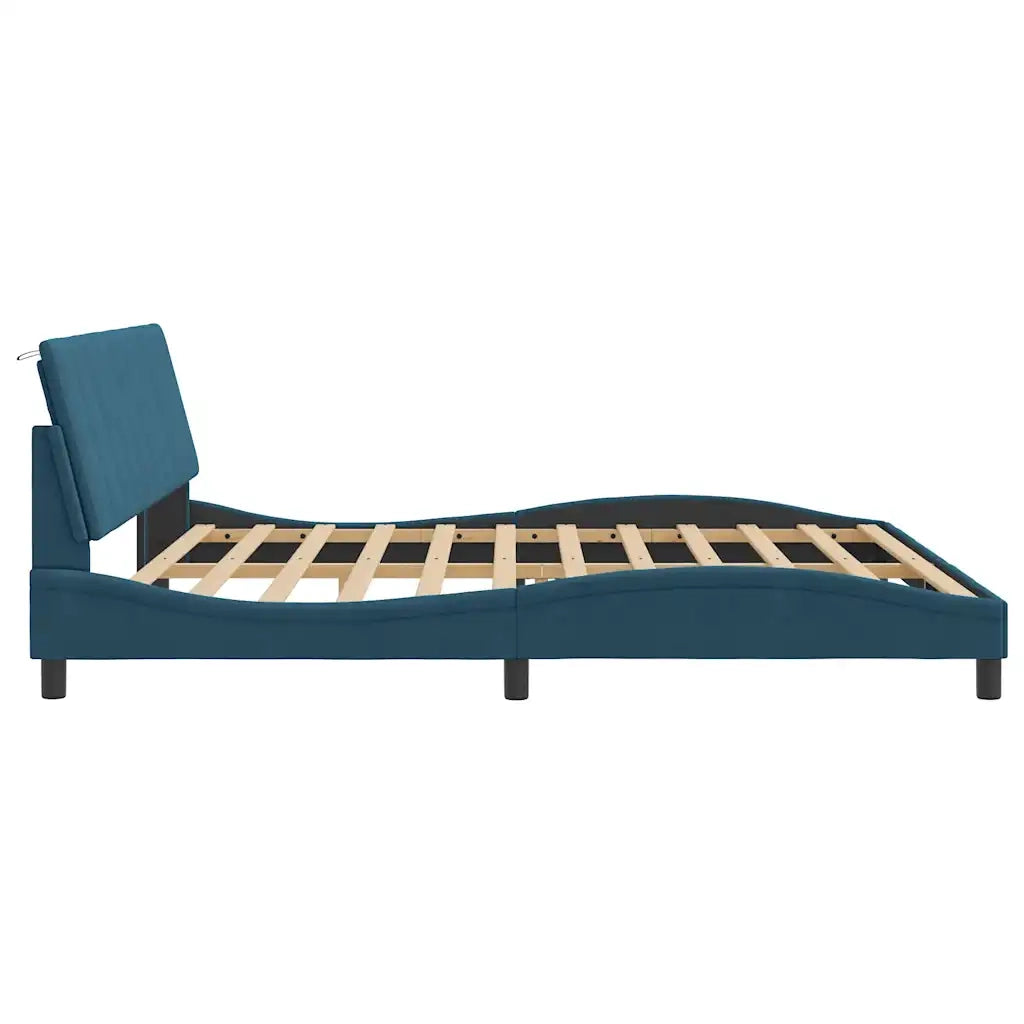 Giroletto senza Materasso-Struttura Letto Blu 90x190 cm in Velluto
