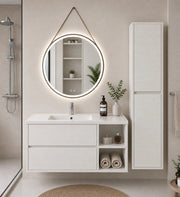 Mobile bagno con lavabo ORIGENBATH ZEUS senza specchio 80x40 cm Destra bianco nordico con colonna