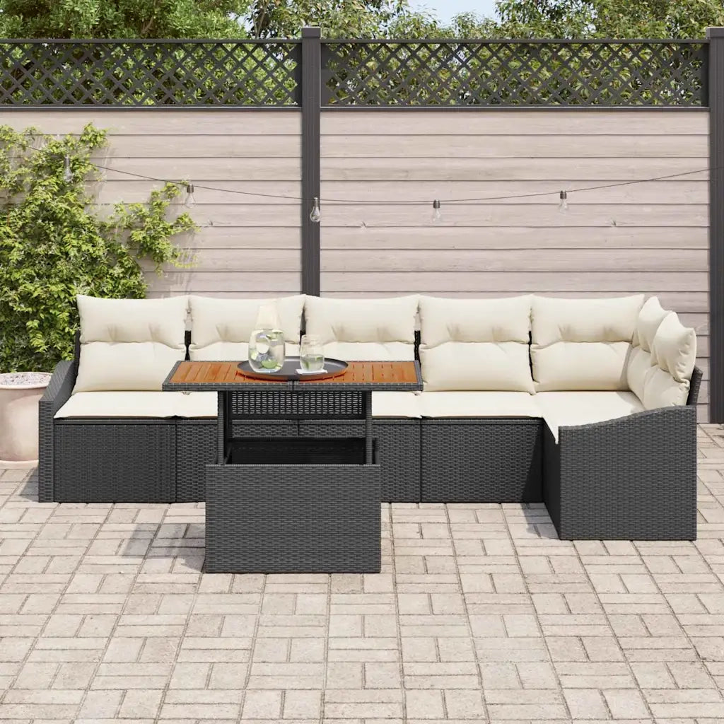 Set Divano da Giardino con archiviazione 7 pcs Nero Poly Rattan 3358581