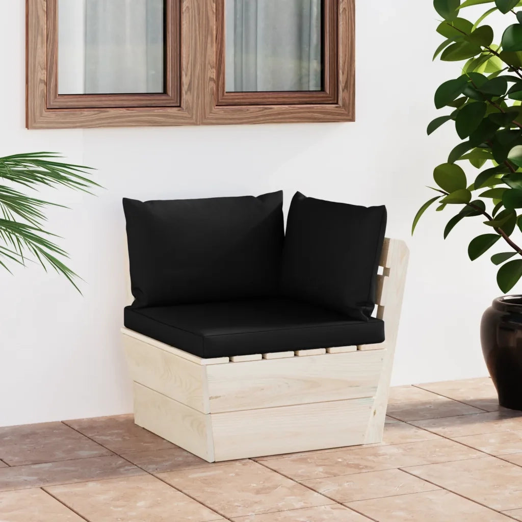 Divano Angolare da Giardino su Pallet e Cuscini-Sofa da Giardino-Divanetto da esterno Legno di Abete 175931