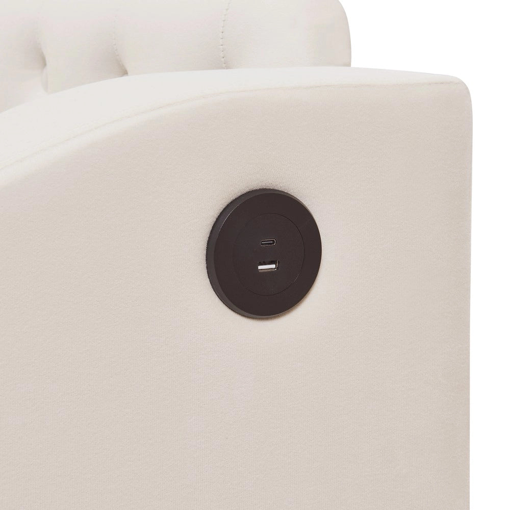 Letto Imbottito con Rete a Doghe e USB ¨C MINIMAL ¨C Velluto Beige 90x190 / 180x190