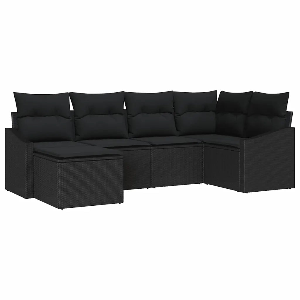 Set da Pranzo per Giardino con cuscino 6 pcs Nero 3355462