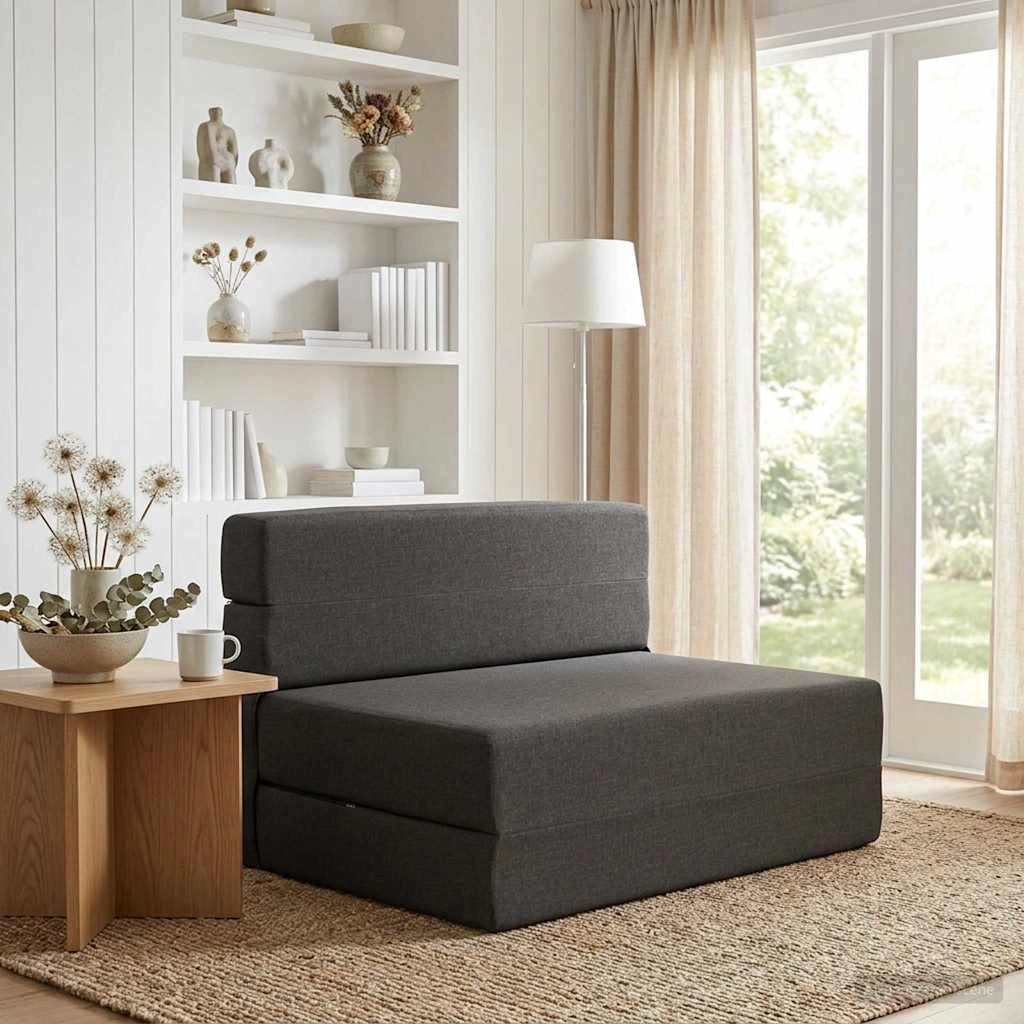 Divano Letto Pieghevole Grigio Scuro 70 x 80 x 60 cm Tessuto 900086