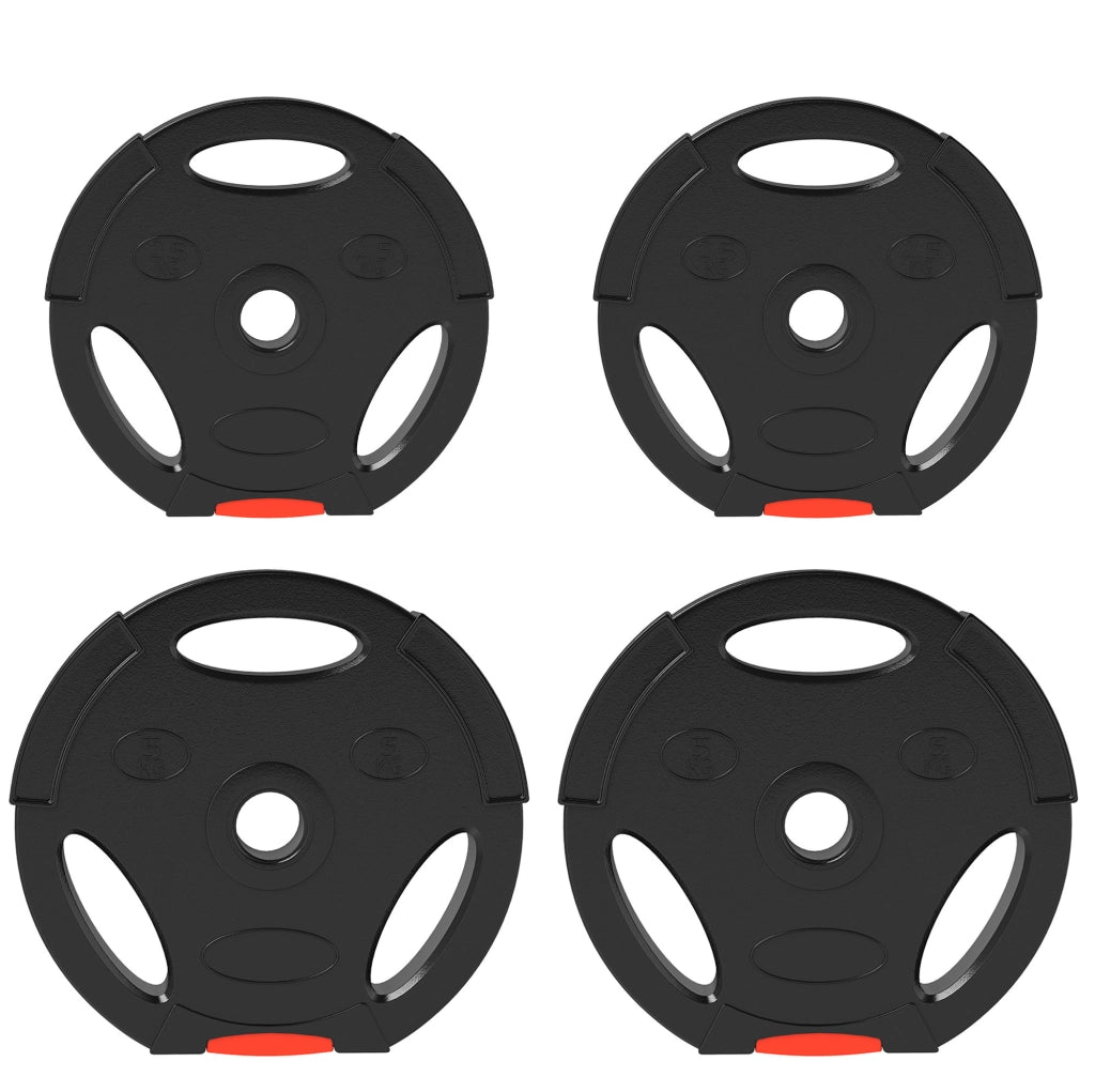 Set di 4 dischi pesi da 2,5/5 kg in plastica nera con impugnature -