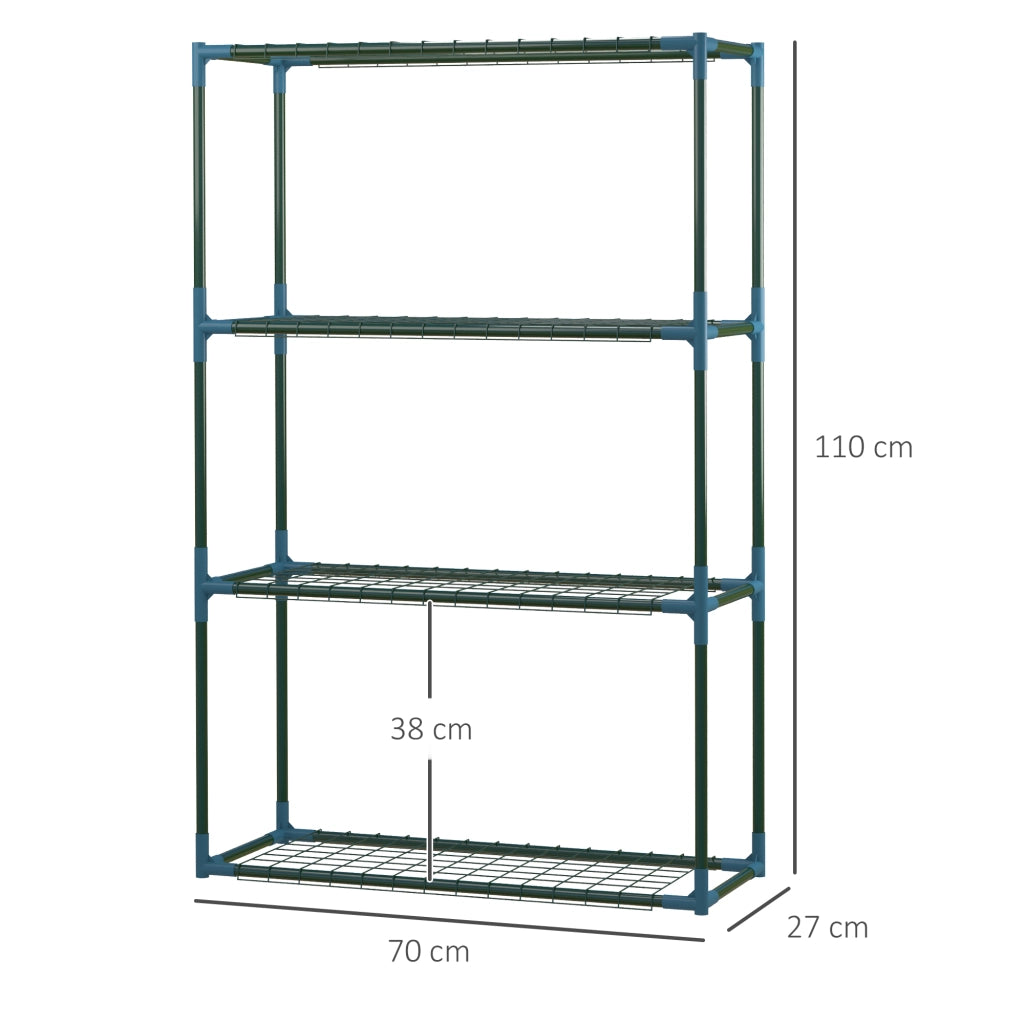 Set di 2 scaffali portapiante 70x27x110 cm con 4 ripiani combinabili in acciaio verde