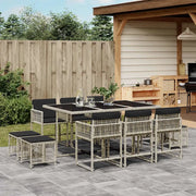 Set Pranzo Giardino 11pz con Cuscini Grigio Chiaro Polyrattan
