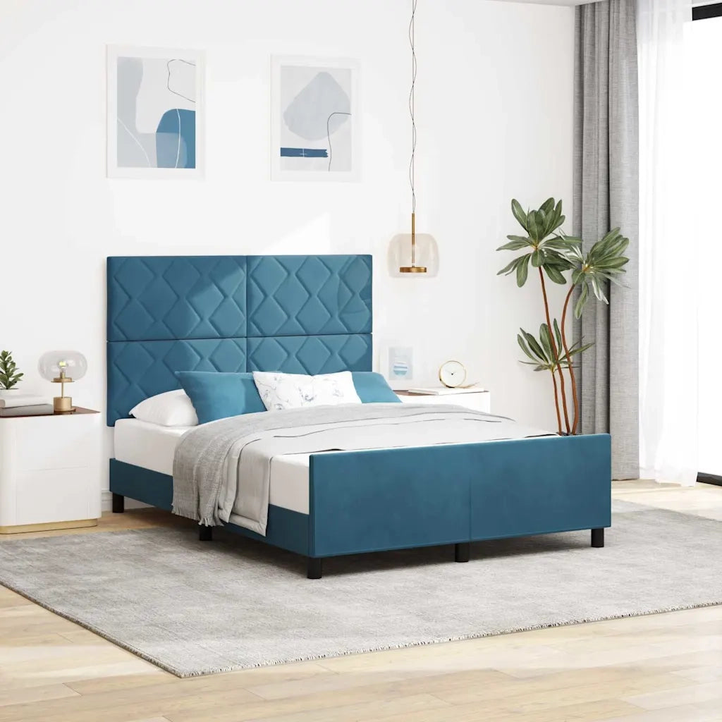 Letto a molle con testiera Blu Scuro 160 x 200 cm Velluto 3345021