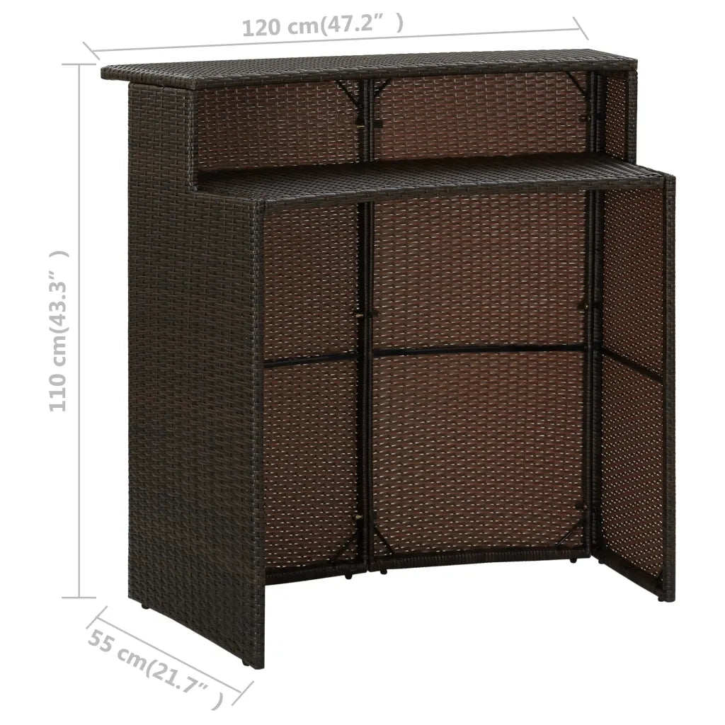 Set Bar da Giardino 4 pz | Set Salotto da Giardino con Cuscini Marrone