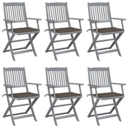 Sedie Pieghevoli 6pz con Cuscini in Massello Acacia 3065415