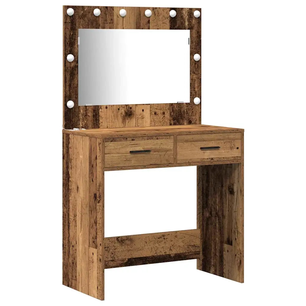 Toeletta | Tavolo da Trucco con cassetto 2 pz Marrone Legno multistrato