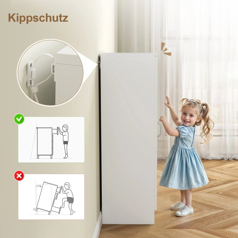 Scarpiera a 7 livelli con 6 ripiani regolabili in legno bianco per 14 paia fino alla misura 45 55 × 35 × 108 cm