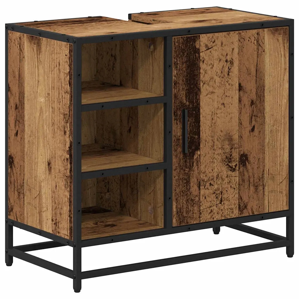 Set di mobili per il bagno con cassetto 4 pcs Legno vecchio