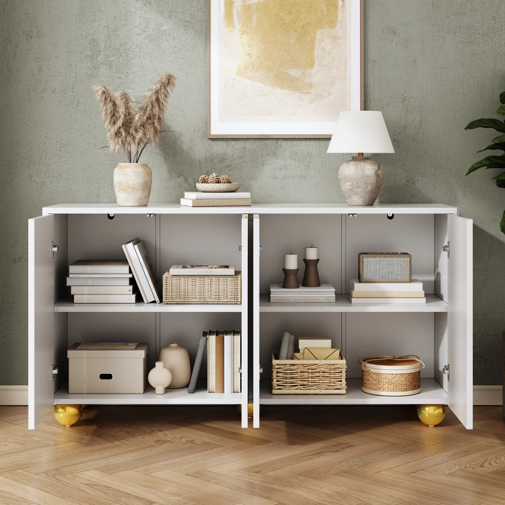 MADIA 4 ante 140x40x74 cm bianca con decoro ad arco oro