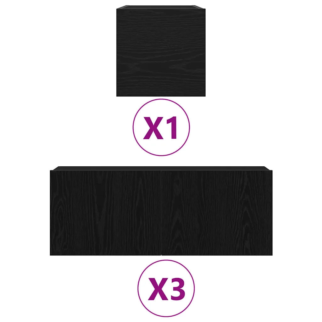 Set mobile TV Montaggio a parete-Credenza per TV Rovere Nero Legno multistrato 569406