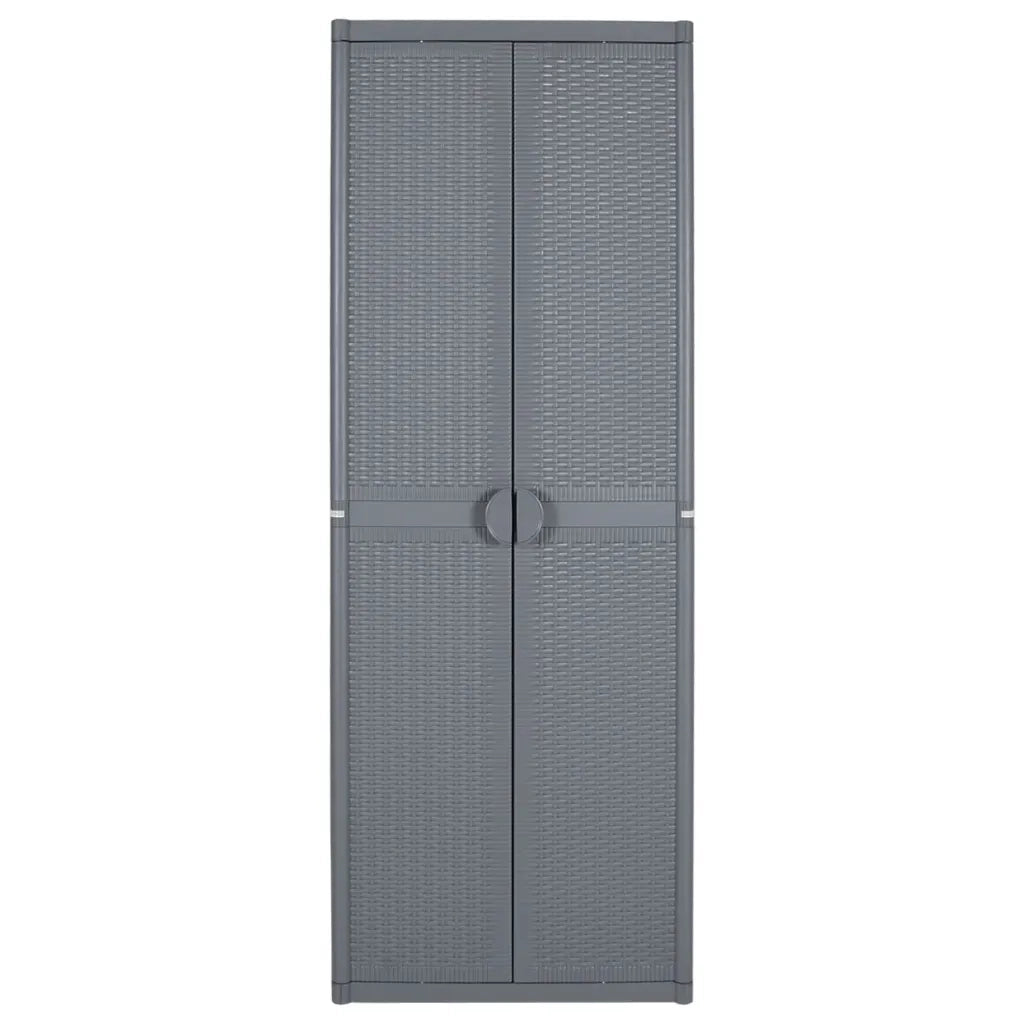 Armadio da giardino porta attrezzi con 4 ripiani 65 x 45 x 172 cm design pratico in PP grigio 02_0047404