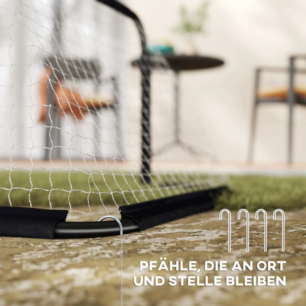 Set da 2 porte da calcio pieghevoli con telaio in metallo, 90x36x60 cm, nere, per bambini e adulti, giardino