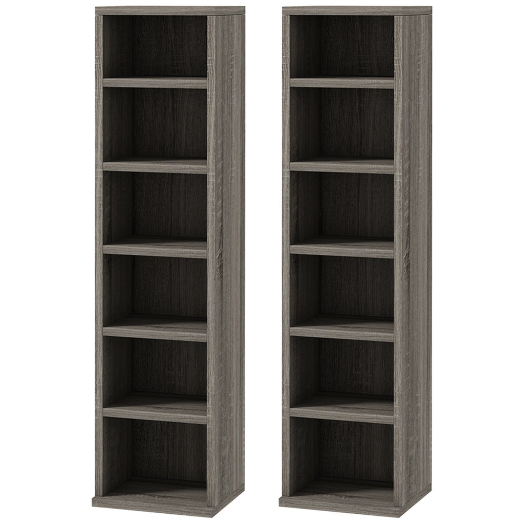 Libreria a colonne 2 pezzi ¨C Xylo ¨C 12 scomparti per CD DVD grigio scuro 21x22,5x88,5 cm