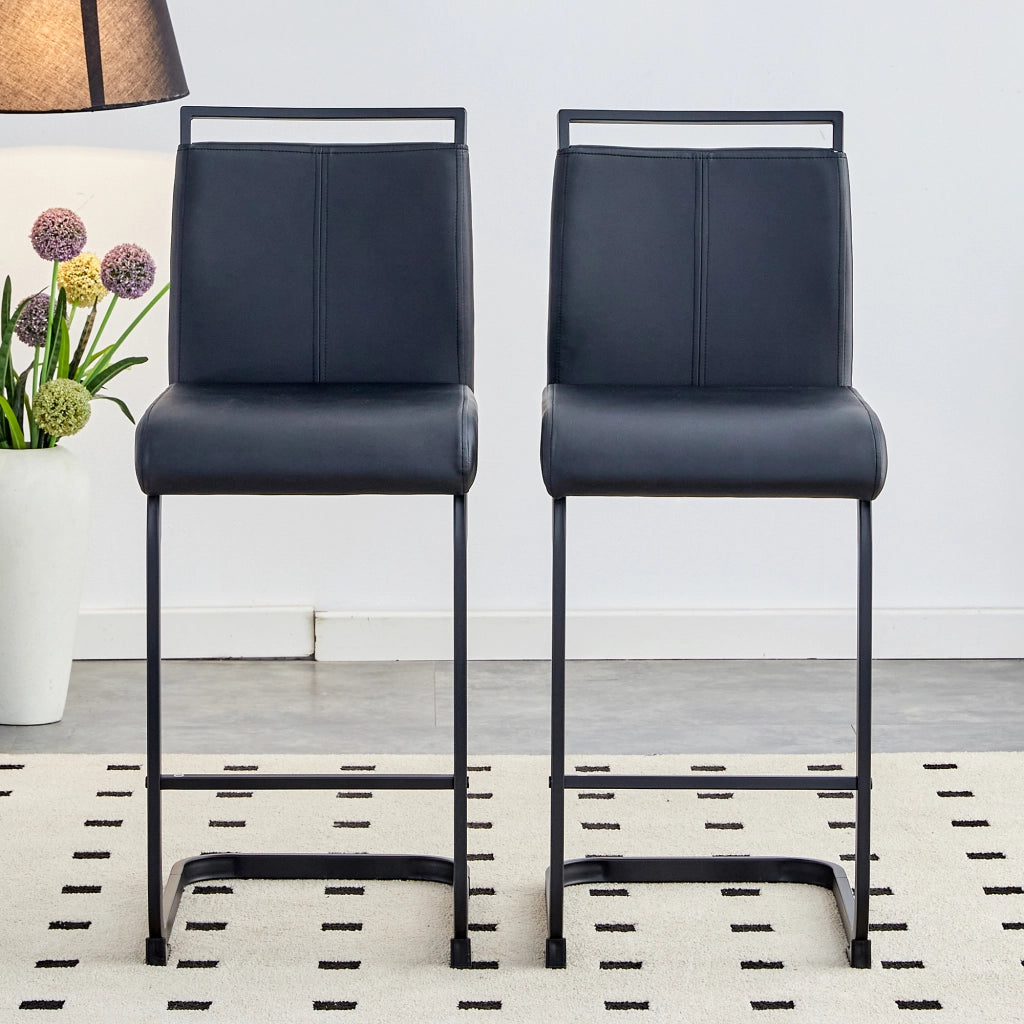 SGABELLO ALTO Set da 2 pezzi 96,5 cm Nero PU e metallo