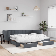 Divano Letto Estraibile Cassetti Grigio Scuro 90x190cm Velluto 3196753