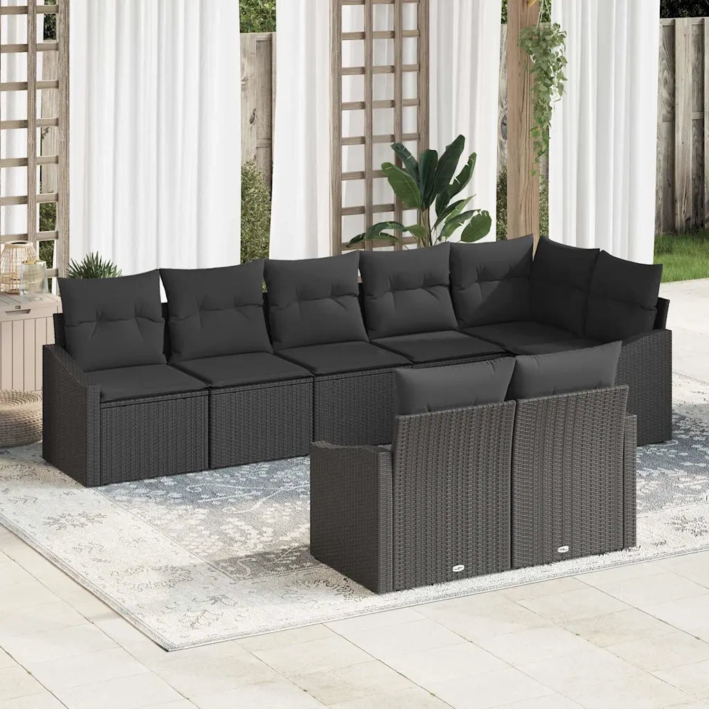 Set di divani con cuscino 8 pcs Nero polyrattan 3346773
