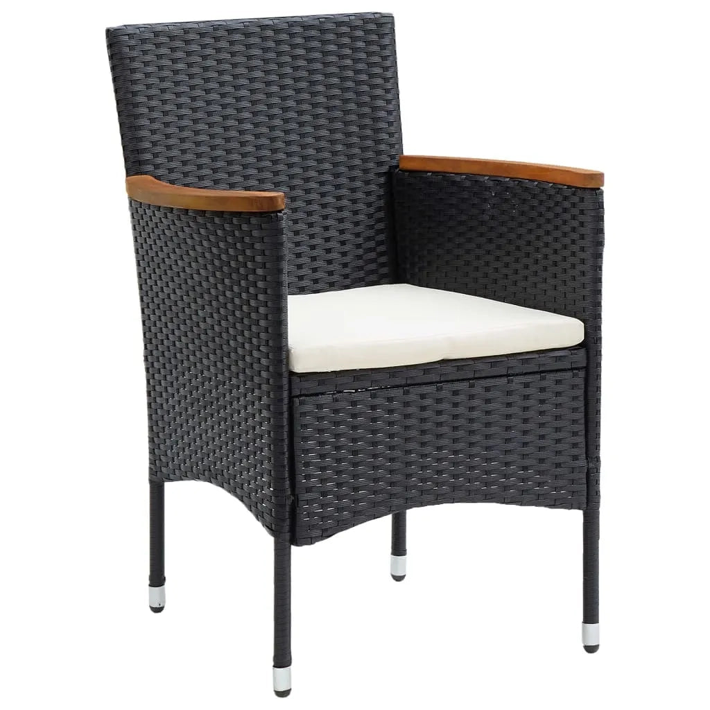 Set da Pranzo per Giardino 5 pz con Cuscini Polyrattan Nero 3095016
