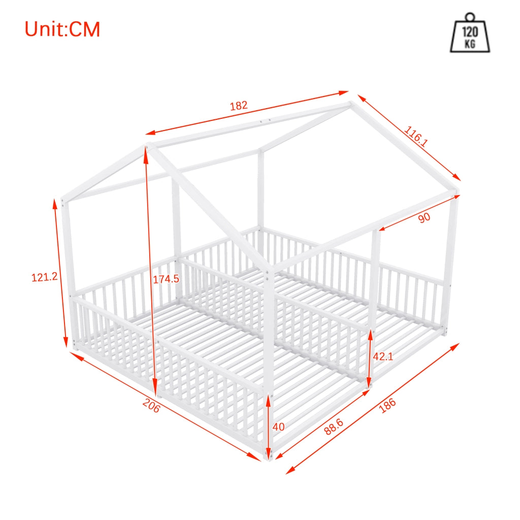 Letto a castello bambino 90×200 cm con scaletta e barriera; senza materasso; metallo; bianco