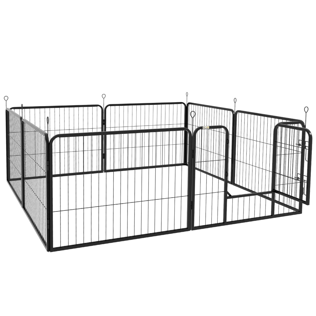 Recinto per Cani 8 Pezzi Modulabile Interno Esterno ¨C zephmum ¨C Acciaio Nero 80x60 cm