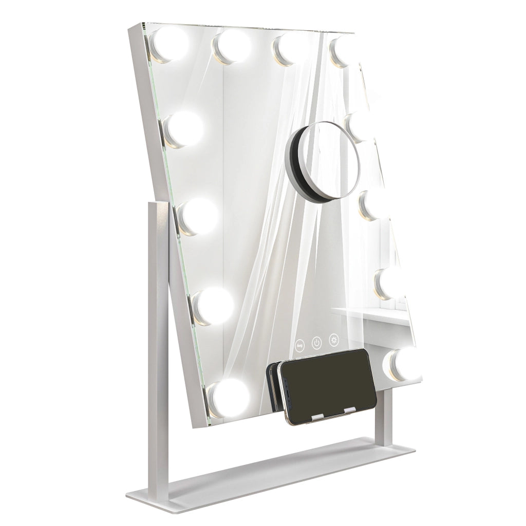 Specchio da Trucco con Luci ¨C Xylo ¨C 30x40 cm 12 Lampadine 3 Modalit¨¤ Touch Bianco