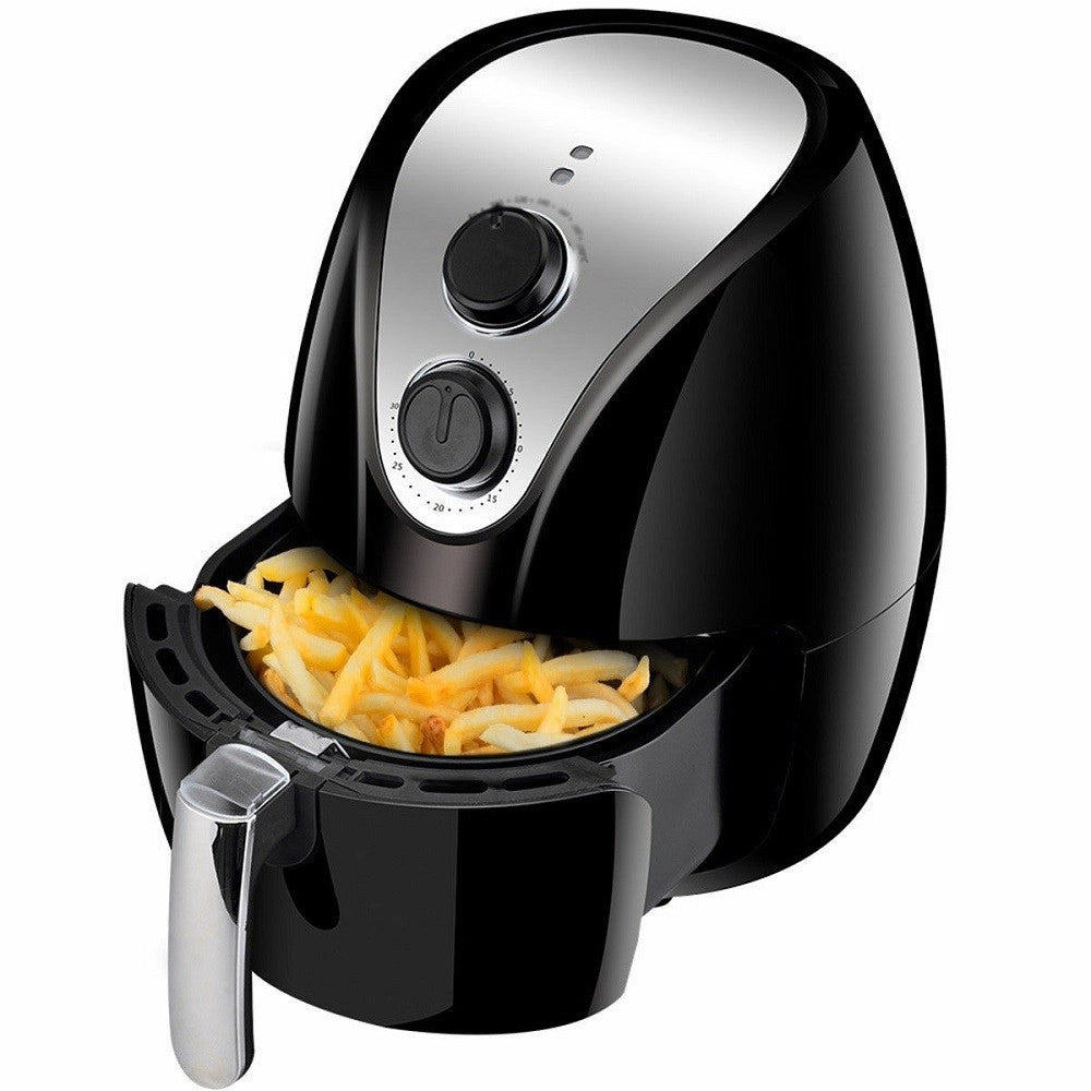 Trade Shop - Friggitrice Ad Aria Calda Professionale Nera 1500w 2,8lt Senza Olio E Grassi -
