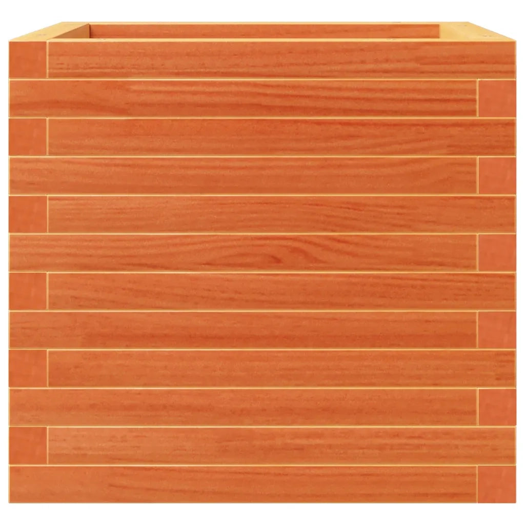 Fioriera | Cassetta per fiori | Vaso Giardino Marrone Cera 50x50x46 cm Legno Massello Pino