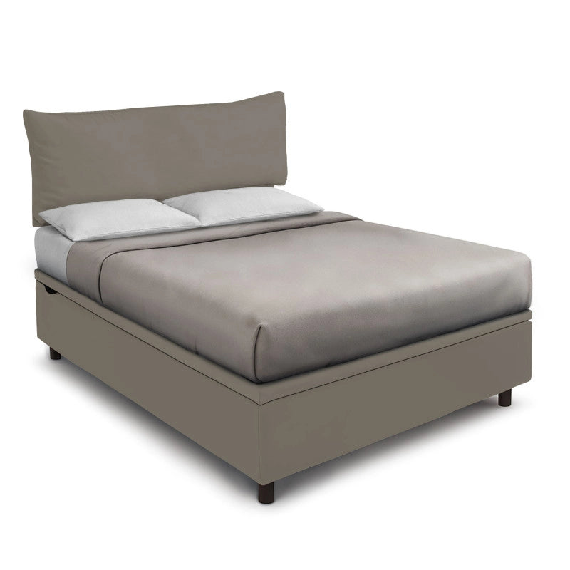 Letto imbottito Letto Matrimoniale alla Francese 140x190 cm Soft - Similpelle,Cappuccino,Contenitore