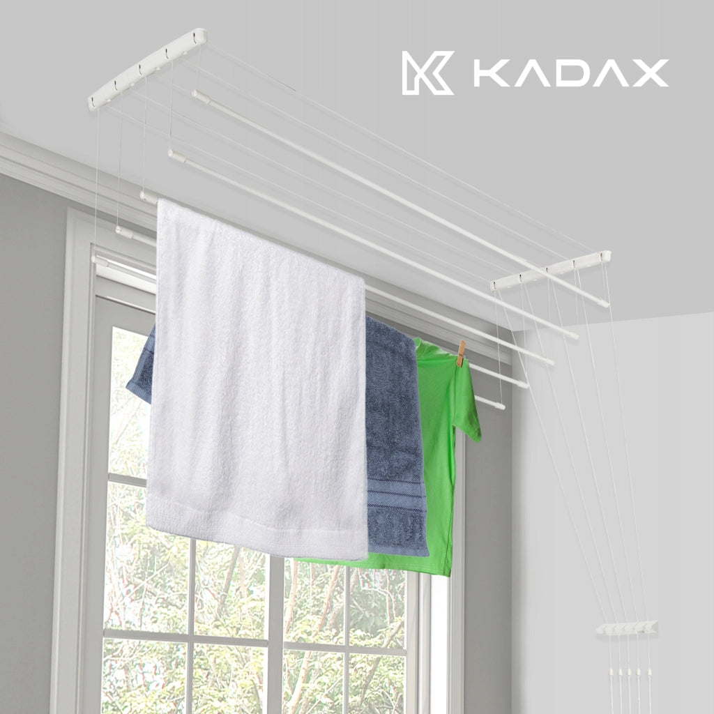 Stendibiancheria da soffitto KADAX per bagno, 5 barre, 100 cm, resistente e robusto.