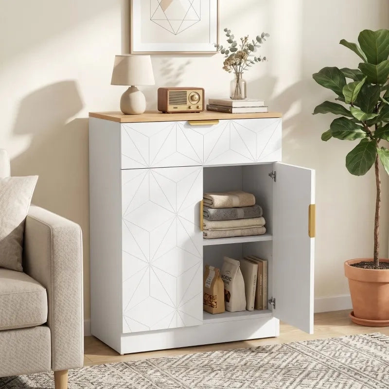 Sideboard moderno bianco con cassetto e ripiano regolabile