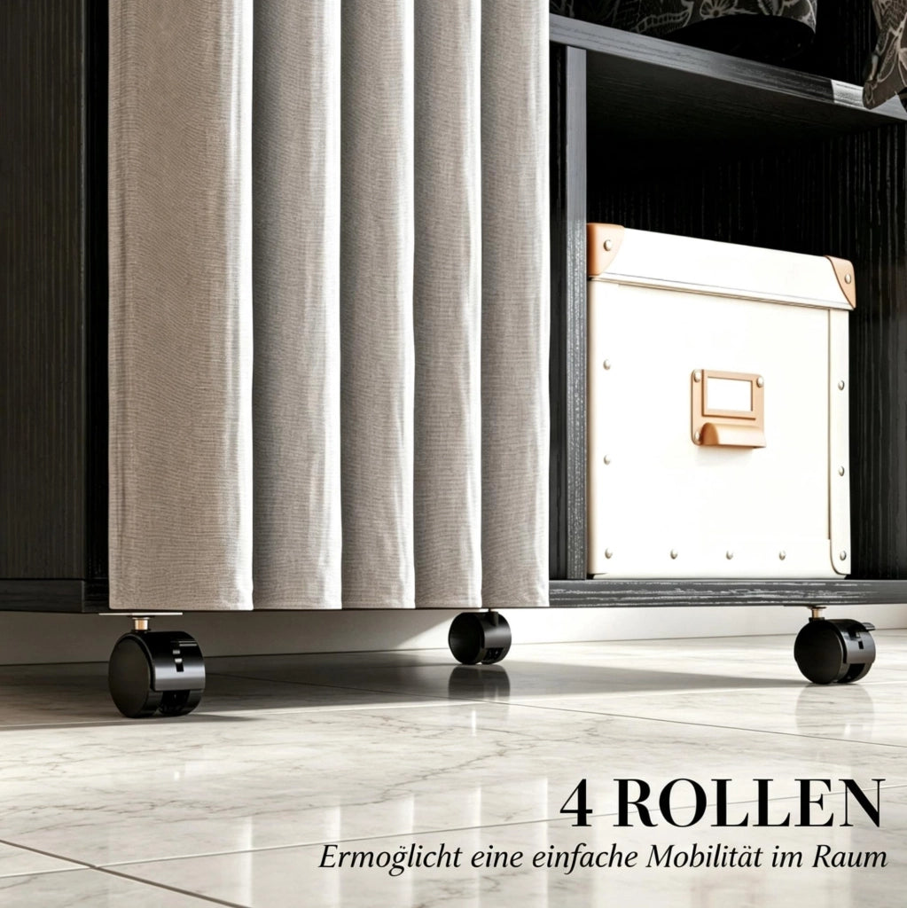 Appendiabiti mobile in pannelli truciolari con tendina opaca, struttura 60x40x128 cm, ideale per organizzare abiti in modo flessibile