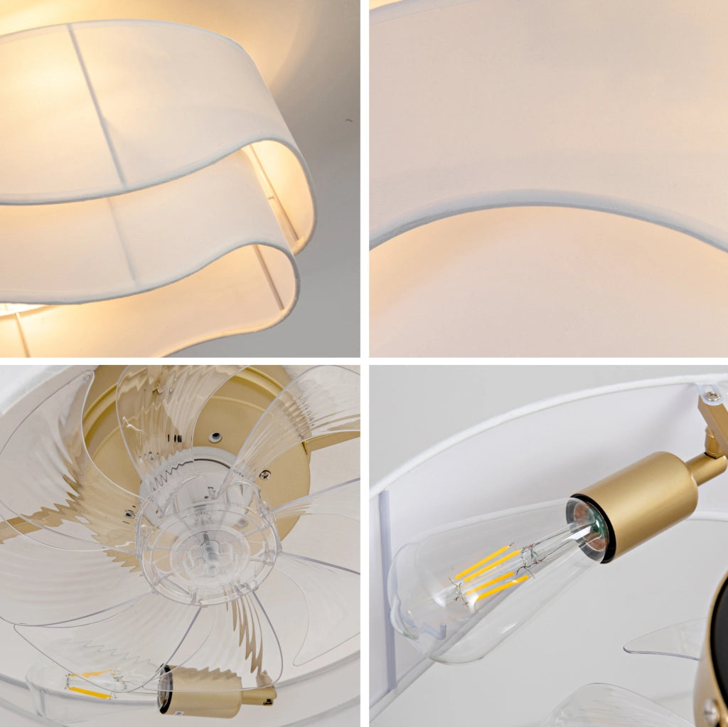 Ventilatore da soffitto con luce, 6 velocit¨¤ e controllo Bluetooth oro e bianco