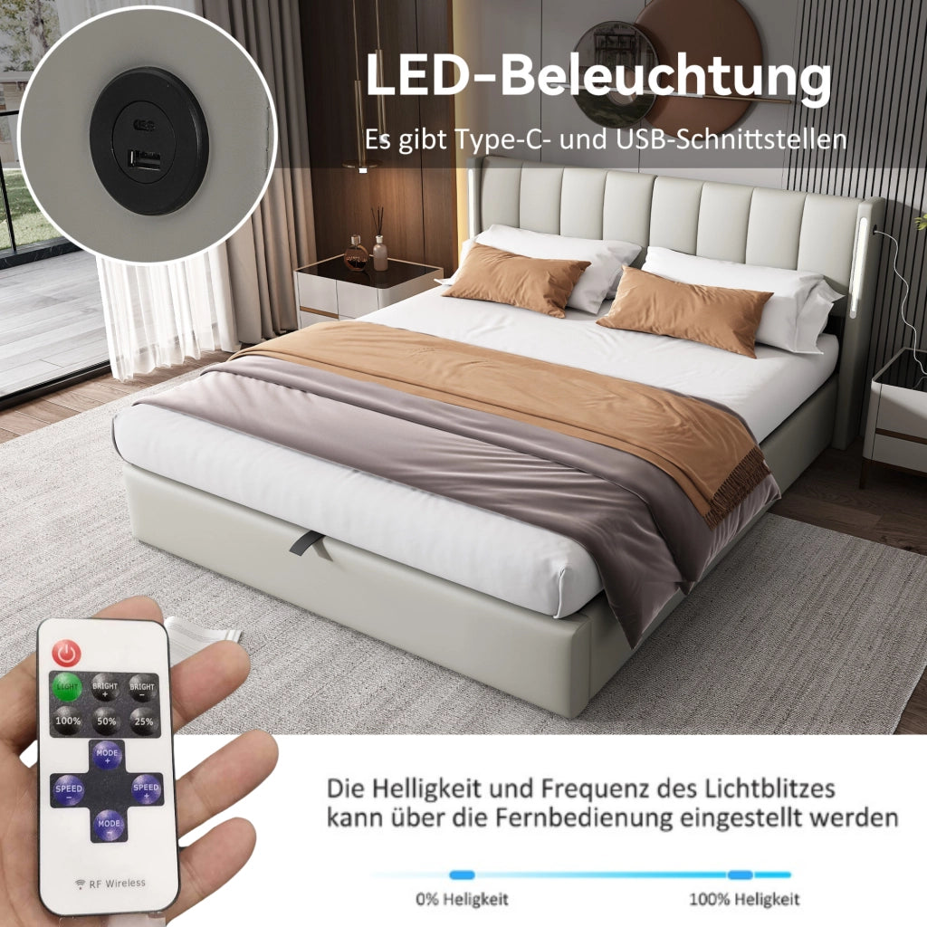 letto imbottito pu grigio 180 x 200 cm