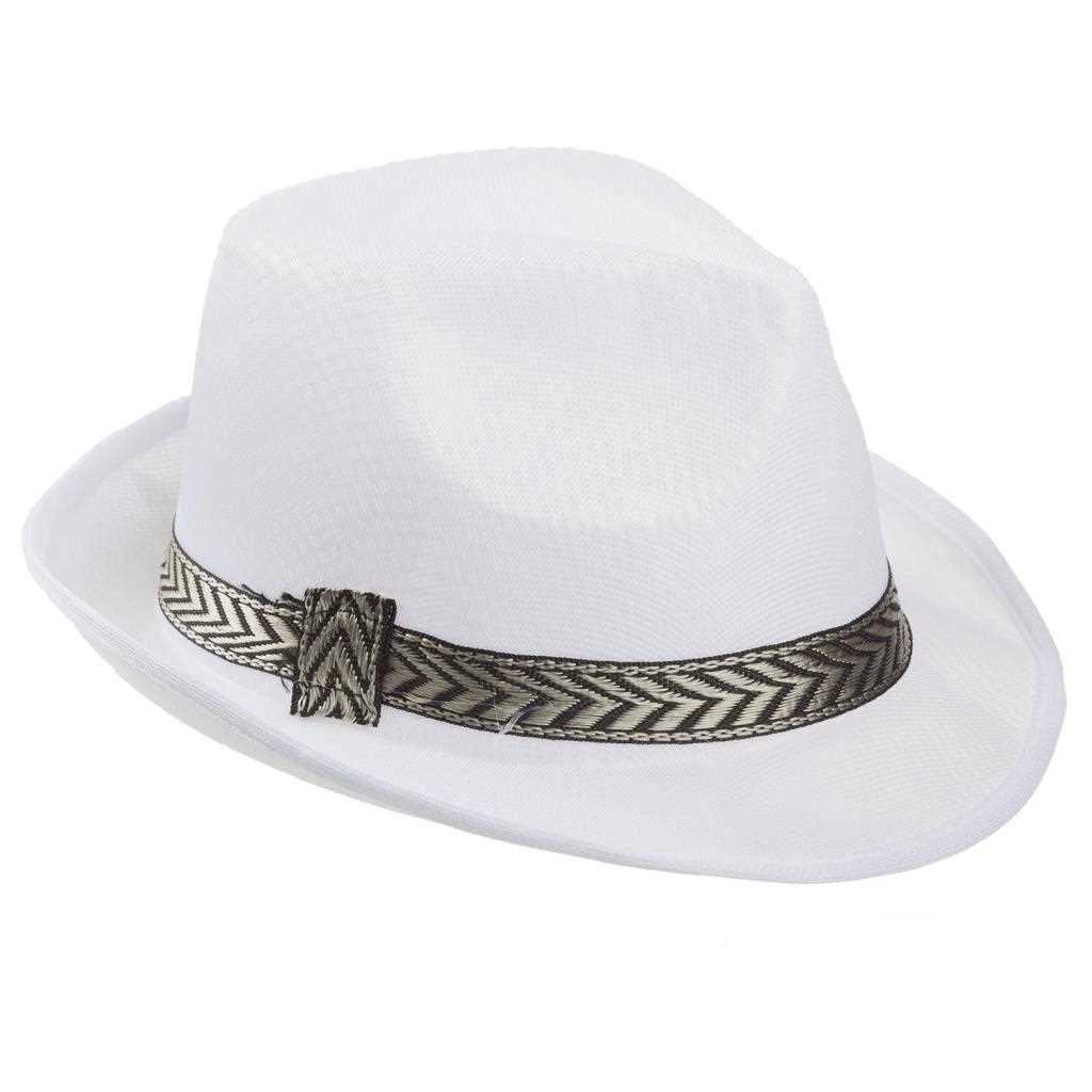 Cappello fedora bianco con nastro 58