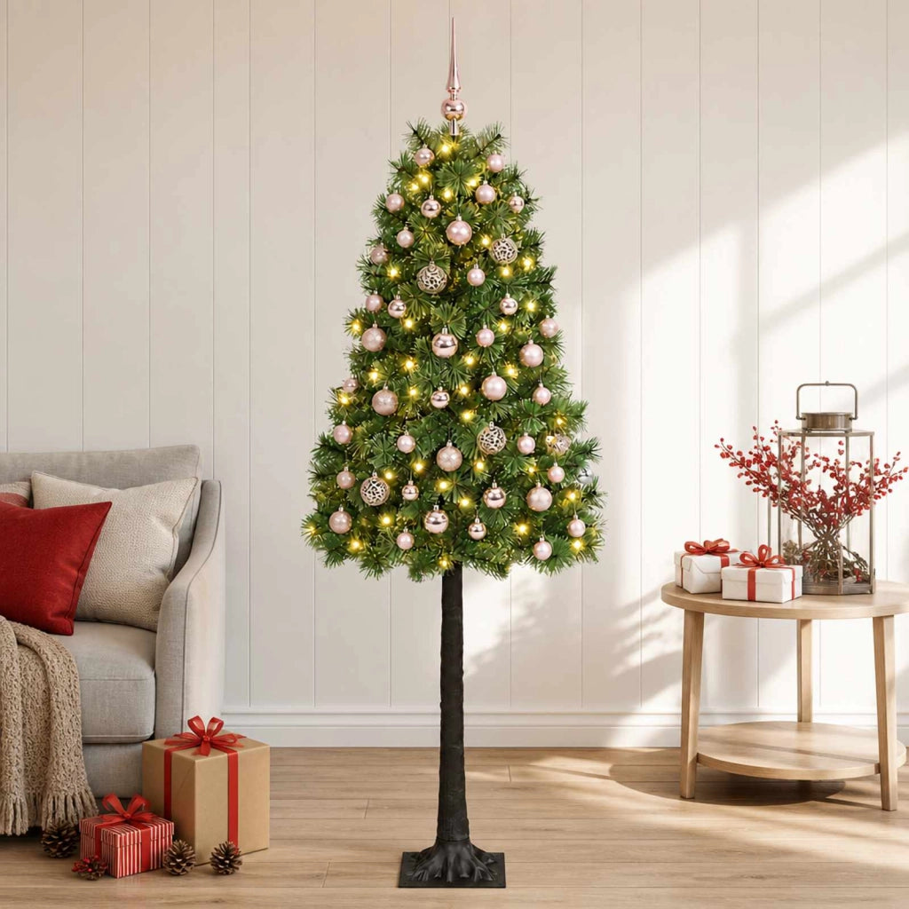Albero di Natale artificiale con rami snodati e palline 180 cm 3466761