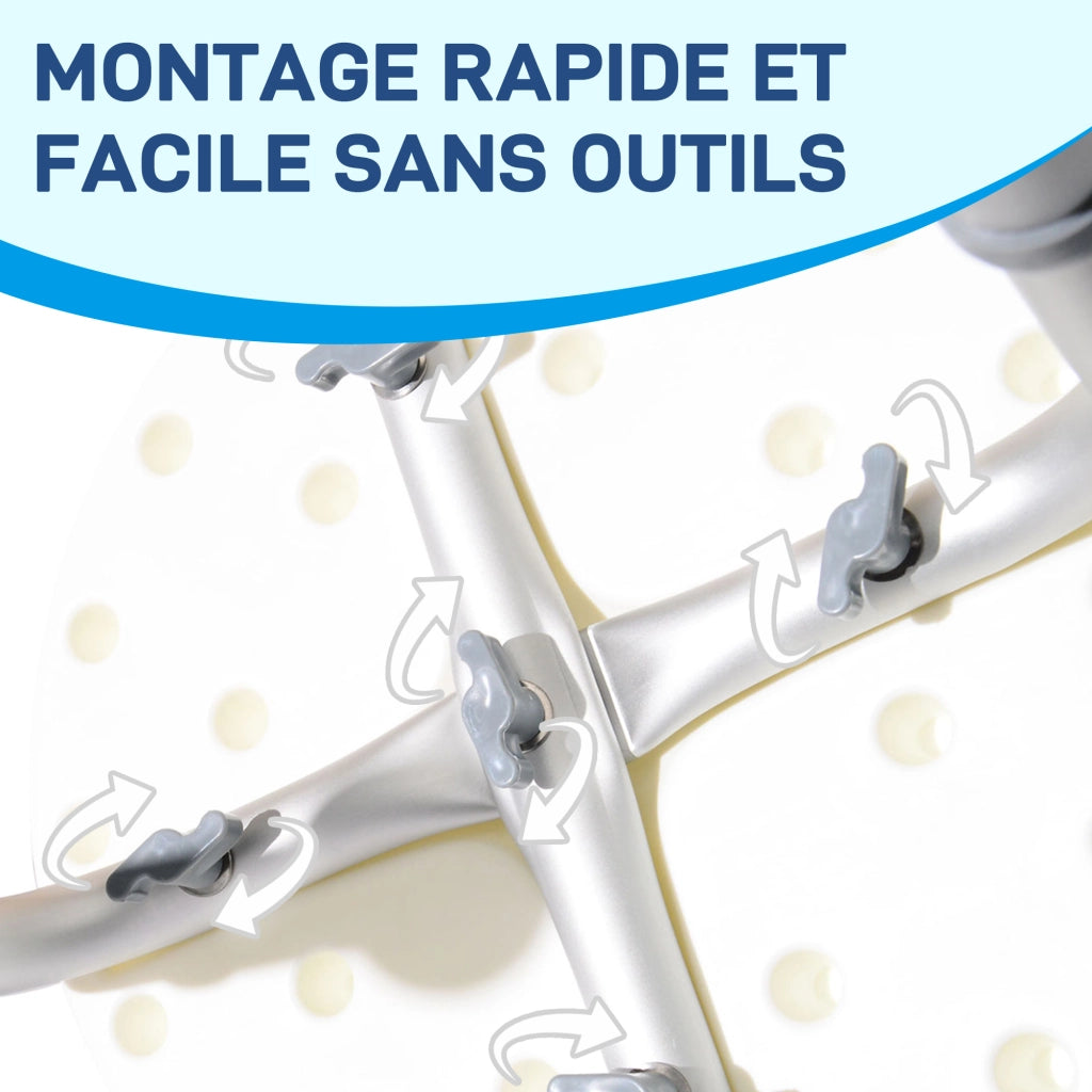 Sgabello Doccia Regolabile ¨C Xylo ¨C Alluminio HDPE Bianco Carico 136kg
