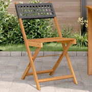 Sedie Pieghevoli 2 pz Nere Legno Massello Acacia e Polyrattan 367675