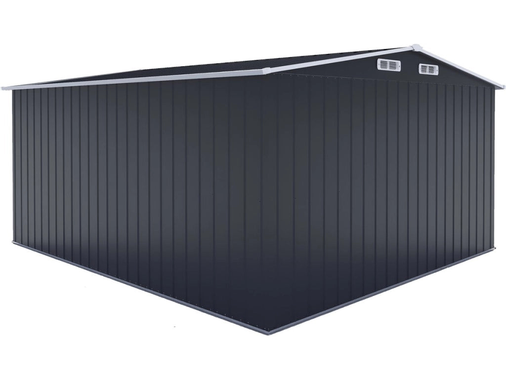 Casetta da giardino in metallo con porta scorrevole "Boston" - 13 m² - Grigio