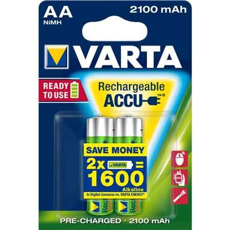 PILE RICARICABILI 'RR ACCU' STILO 2100 mAh - Blister 2 Pezzi - 10 pezzi- VARTA