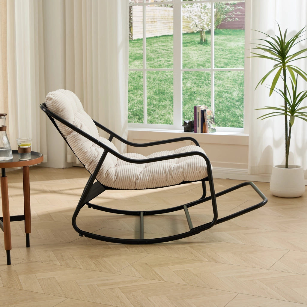 Poltrona Dondolo da Esterno ¨C MINIMAL ¨C Tessuto, Cuscino, Nero