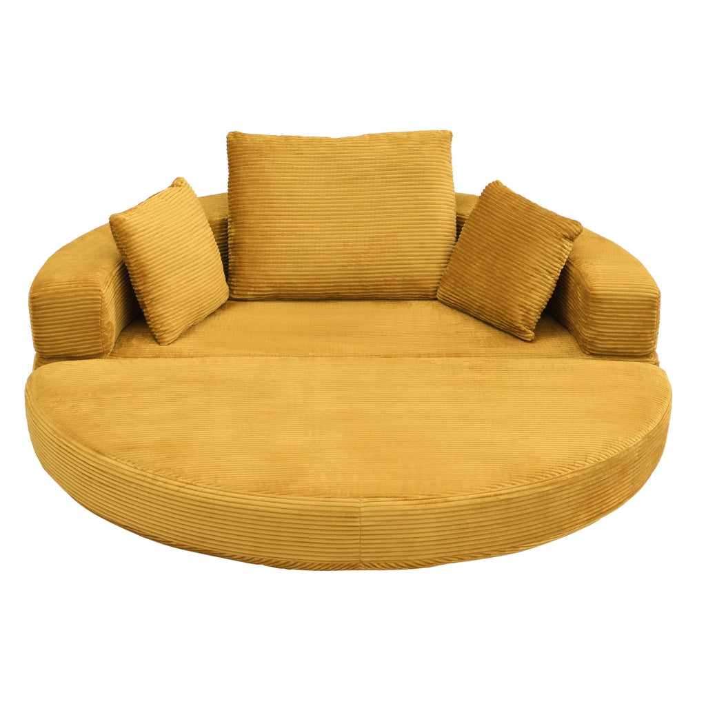 Divano letto pieghevole 2 in 1 in corda, 173x176 cm, giallo, con 3 cuscini